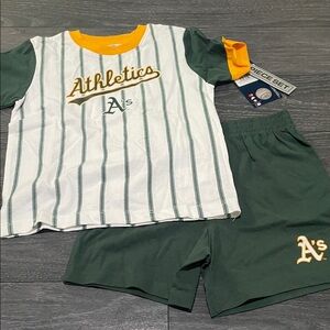 NWT Athletics Kids' Green and White Striped Set